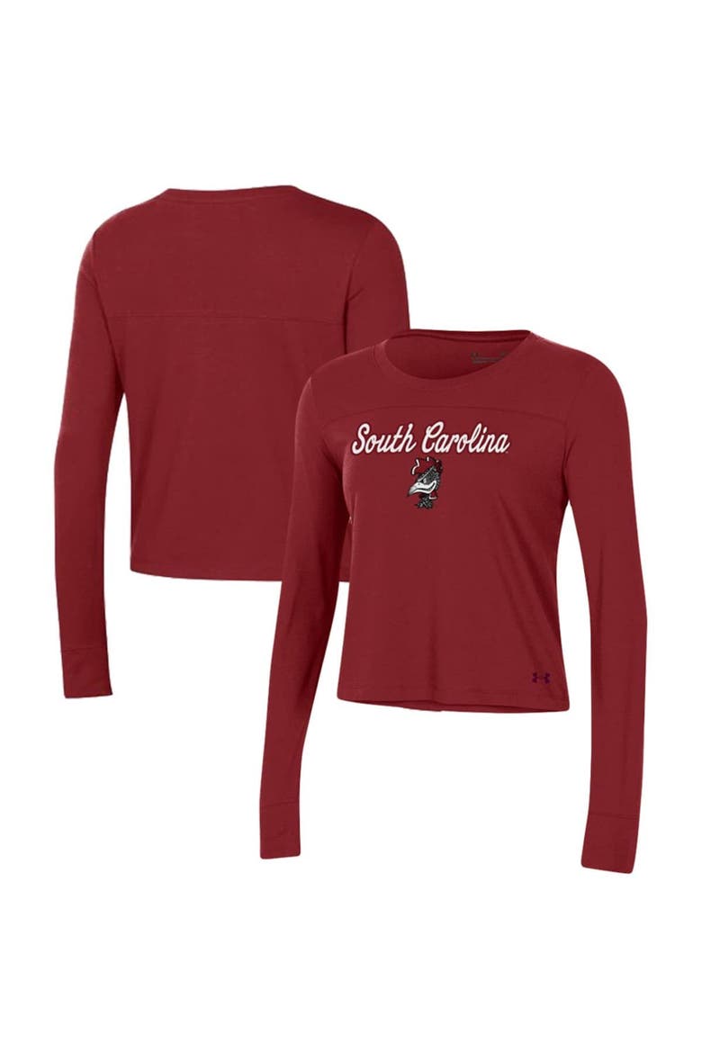 Women's Under Armour Garnet South Carolina Gamecocks Vault Cropped Long Sleeve T-Shirt, Main, color, Garnet