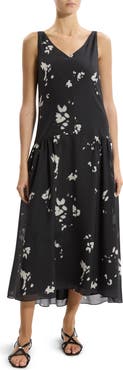 Theory Floral Sleeveless Drop Waist Dress
