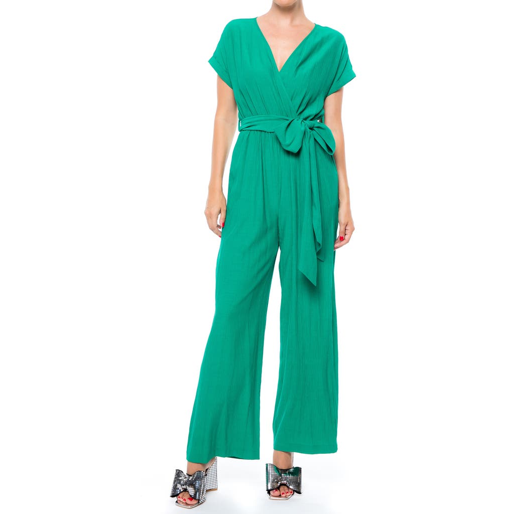Shop Meghan La Wonderland Wide Leg Jumpsuit In Emerald