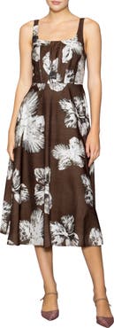 MELLODAY Floral Print Sleeveless Midi Dress