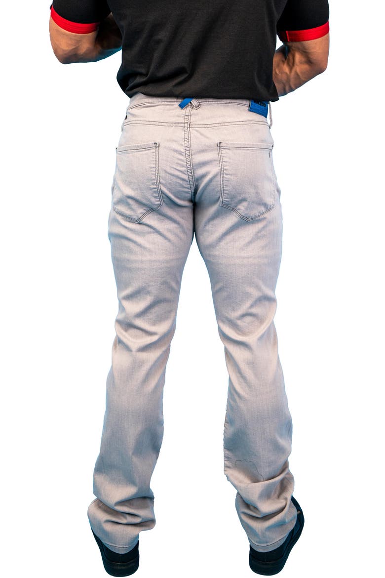 Ripped Athletic Fit Stretch Jeans, Alternate, color, GREY