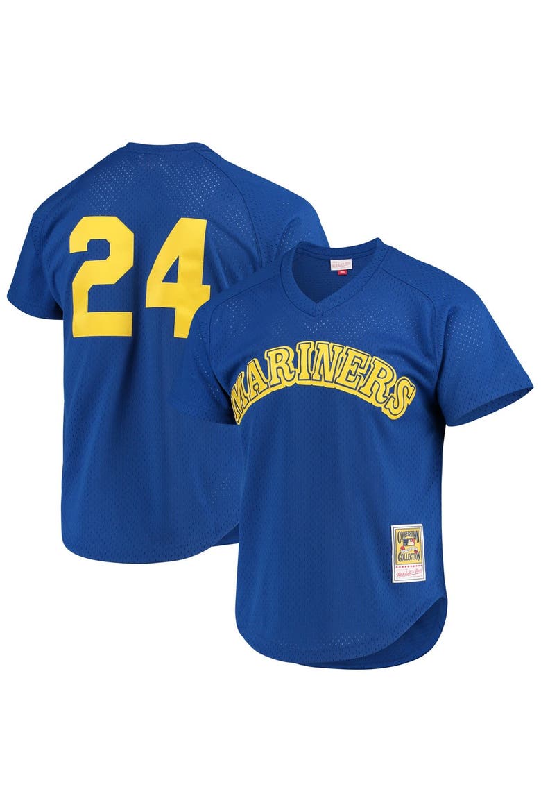 Men's Mitchell & Ness Ken Griffey Jr. Royal Seattle Mariners Cooperstown Mesh Batting Practice Jersey, Main, color, Royal
