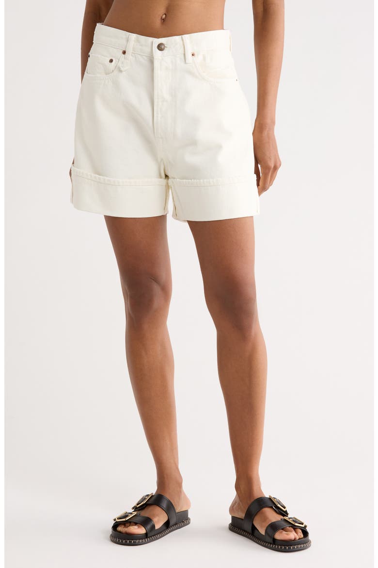 Nina High Waist Denim Shorts, Main, color, BENNETT WHITE SELVEDGE