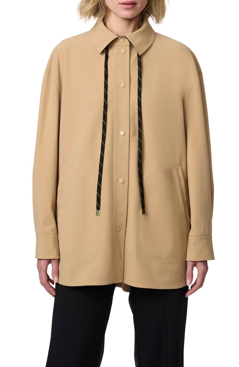 Bernardo Stretch Gabardine Shacket, Main, color, Tan