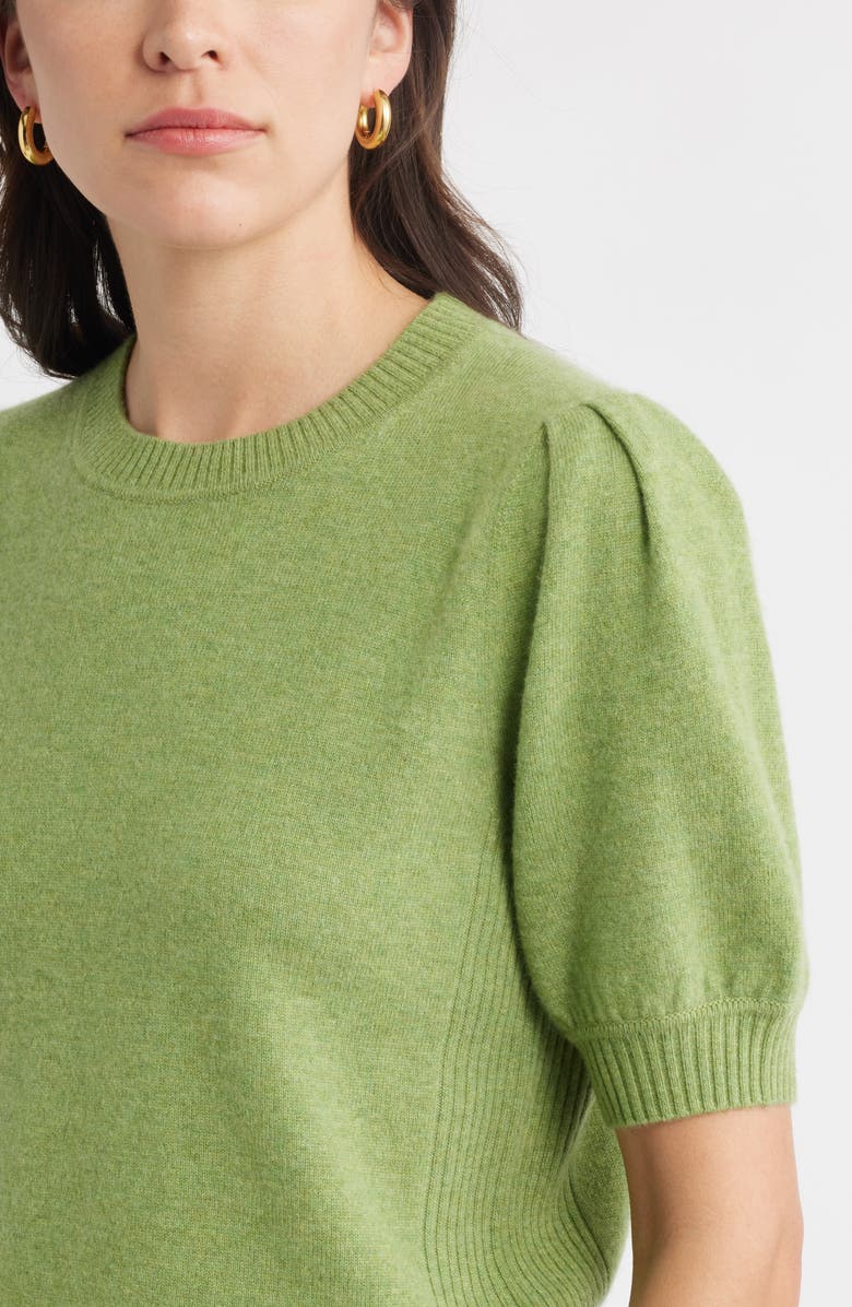 Caslon<sup>®</sup> Puff Sleeve Wool & Cashmere Sweater, Alternate, color, Olive Epsom
