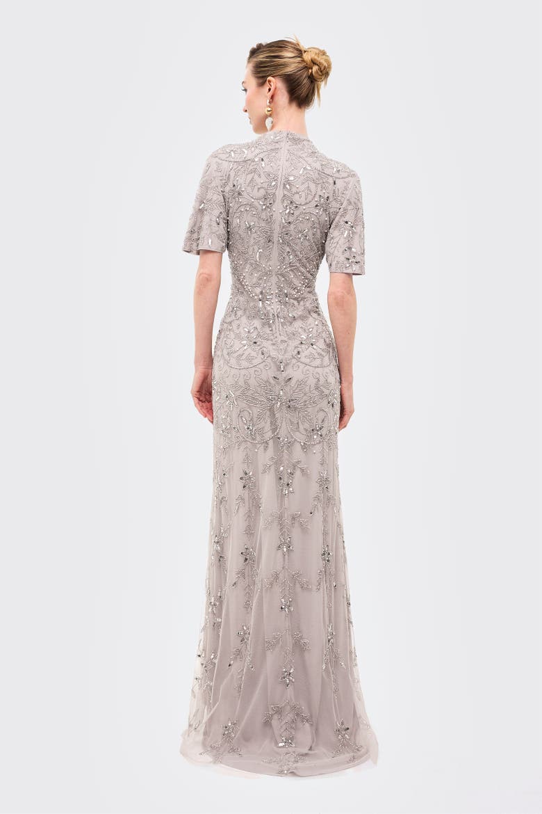 Embellished Sequins High Neck Dress, Alternate, color, GREY