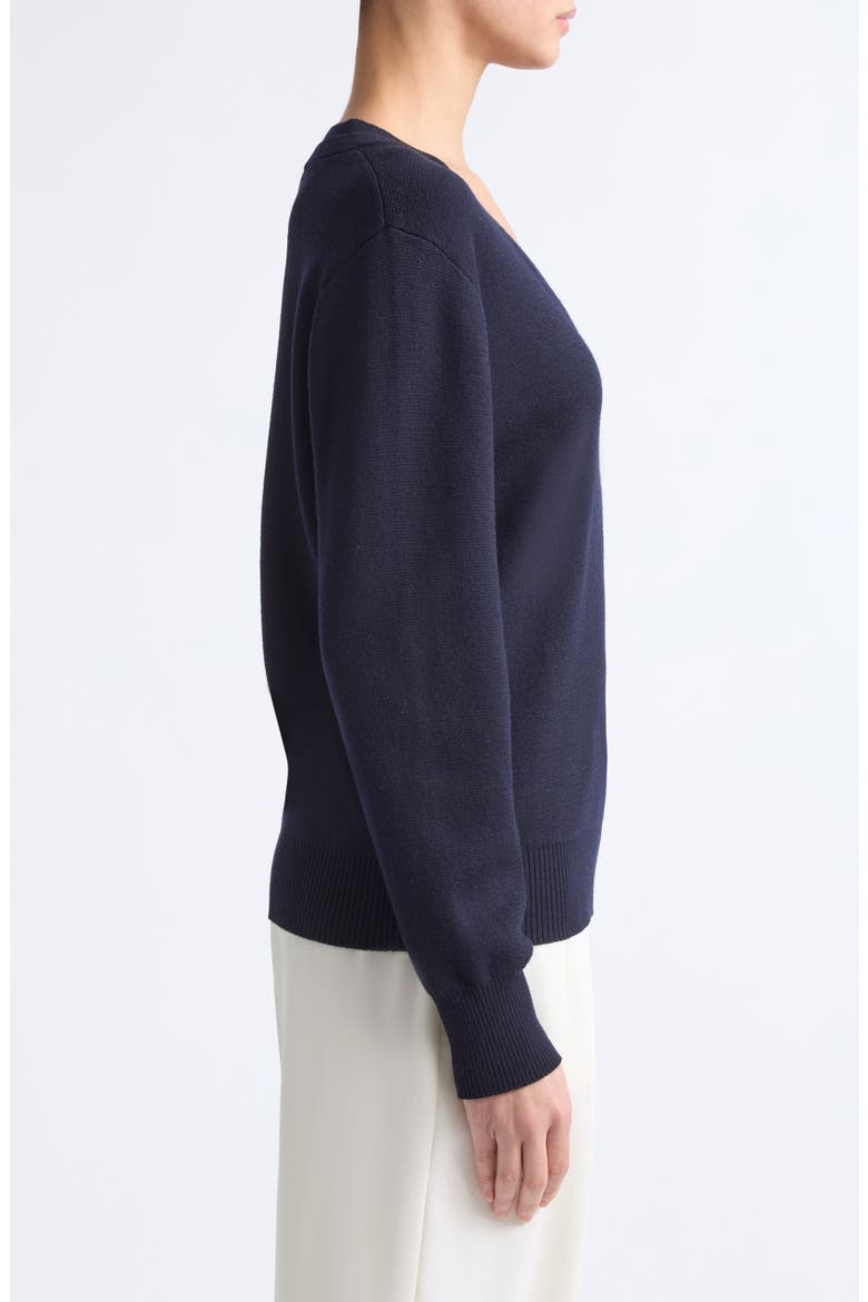 Double V-Neck Merino Wool Sweater, Alternate, color, NAVY