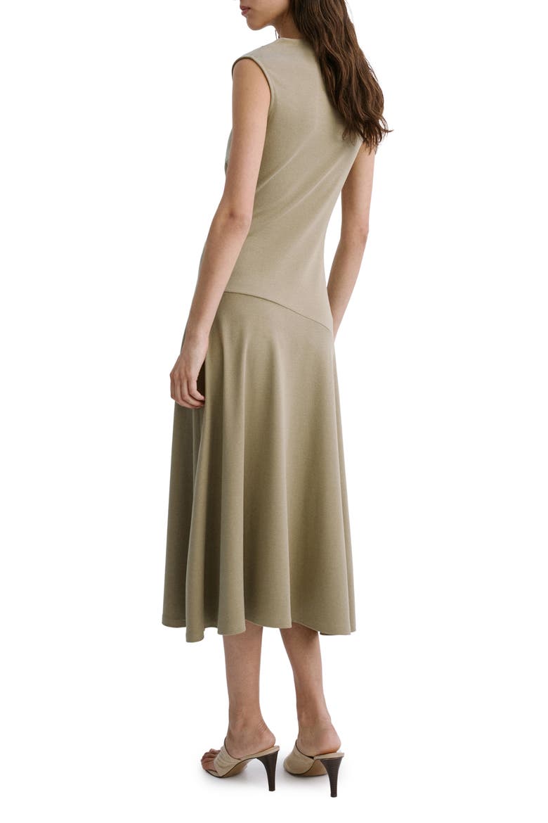 Asymmetric Cut Draped Midi Dress, Alternate, color, KHAKI GREEN