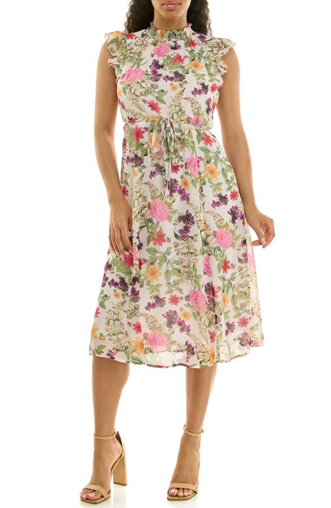 Smock Chiffon Midi Dress