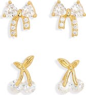 NORDSTROM RACK 2-Pack Cherry Bow Stud Earrings