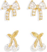 NORDSTROM RACK 2-Pack Cherry Bow Stud Earrings