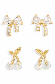 NORDSTROM RACK 2-Pack Cherry Bow Stud Earrings