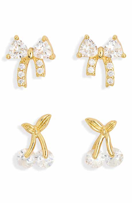2-Pack Cherry Bow Stud Earrings