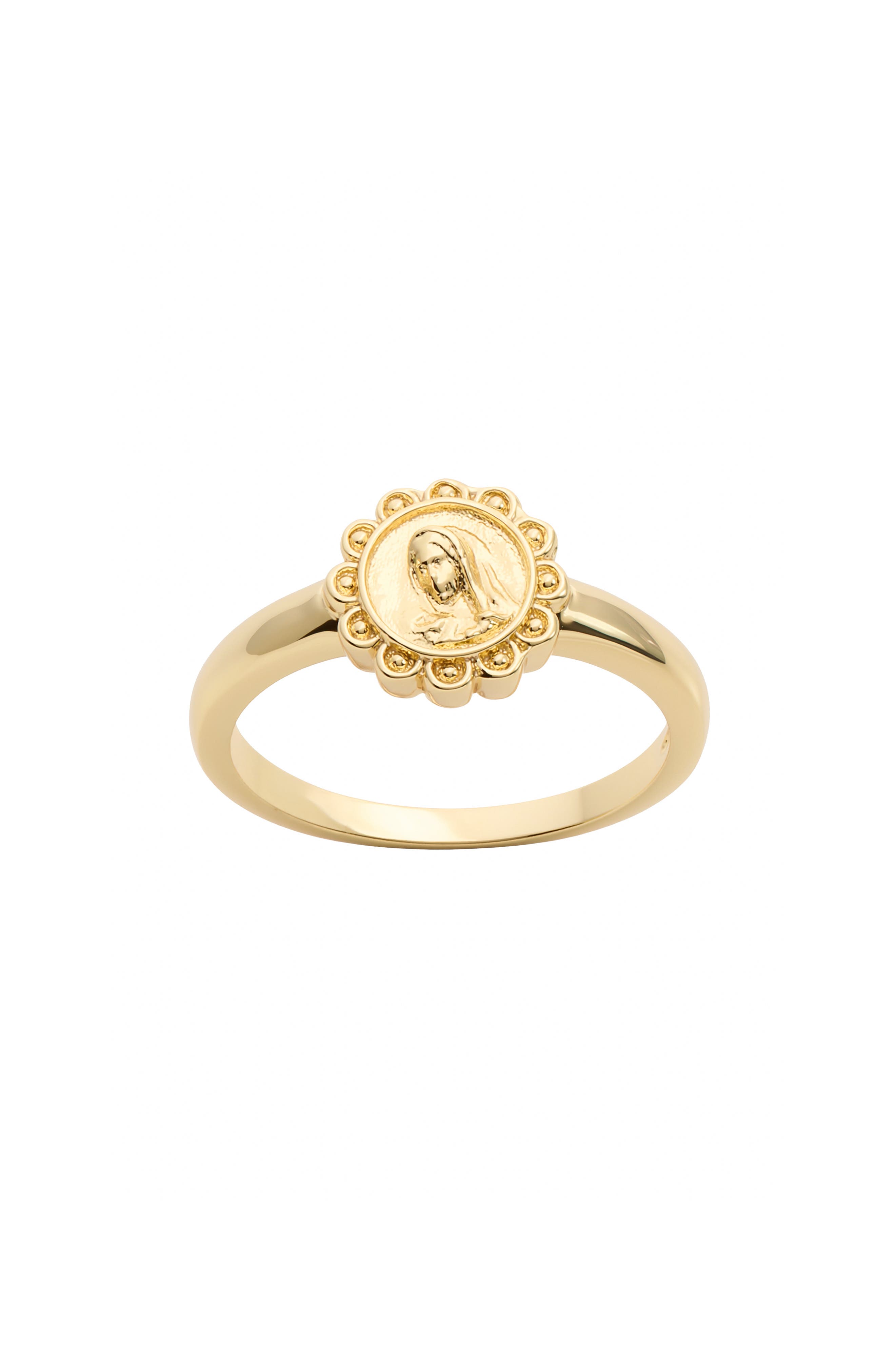 Athra Luxe Mary Medallion Ring In Gold
