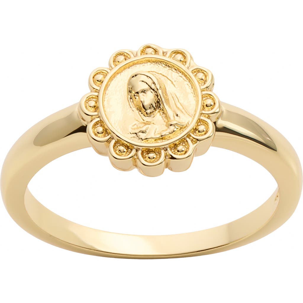 Athra Luxe Mary Medallion Ring In Gold