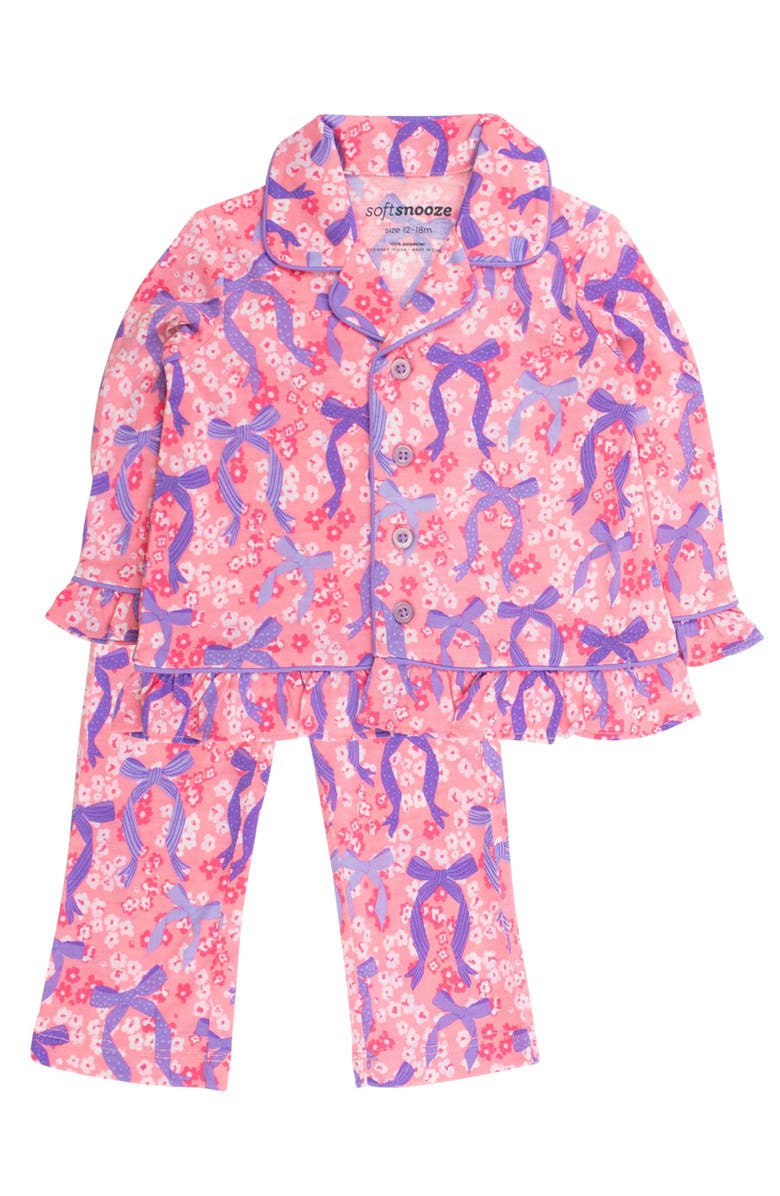 RuffleButts Ruffle Flare Pajama Set, Main, color, Bow Besties