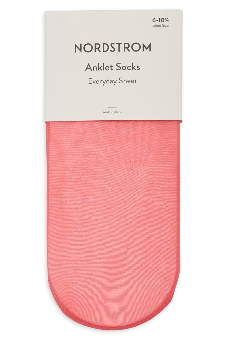 Everyday Sheer Ankle Socks, Alternate, color, CORAL CALYPSO