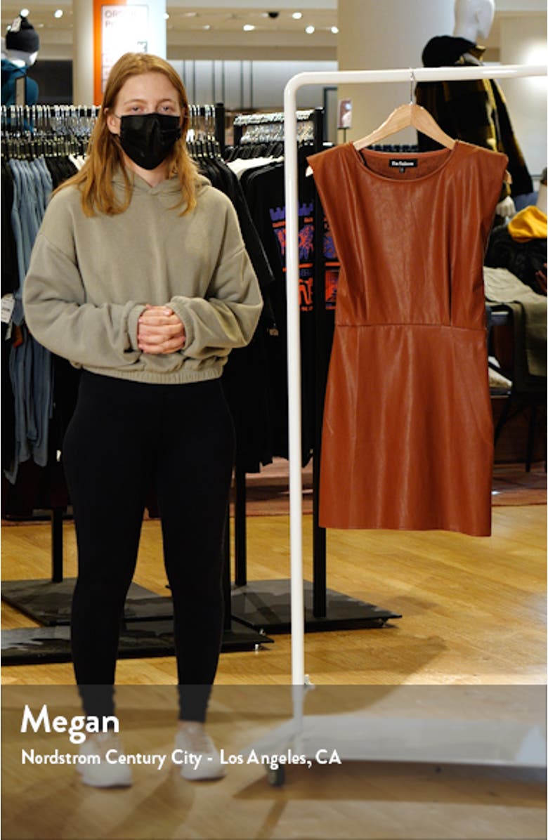 Padded Shoulder Faux Leather Minidress, sales video thumbnail
