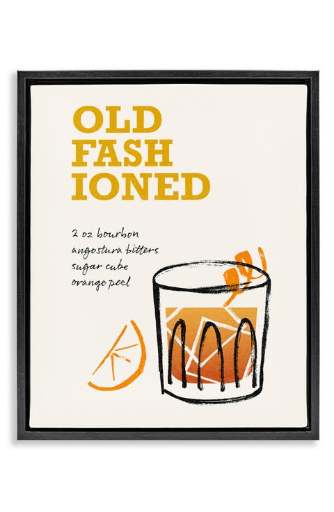 Old Fashioned Recipe Framed Canvas Wall Art