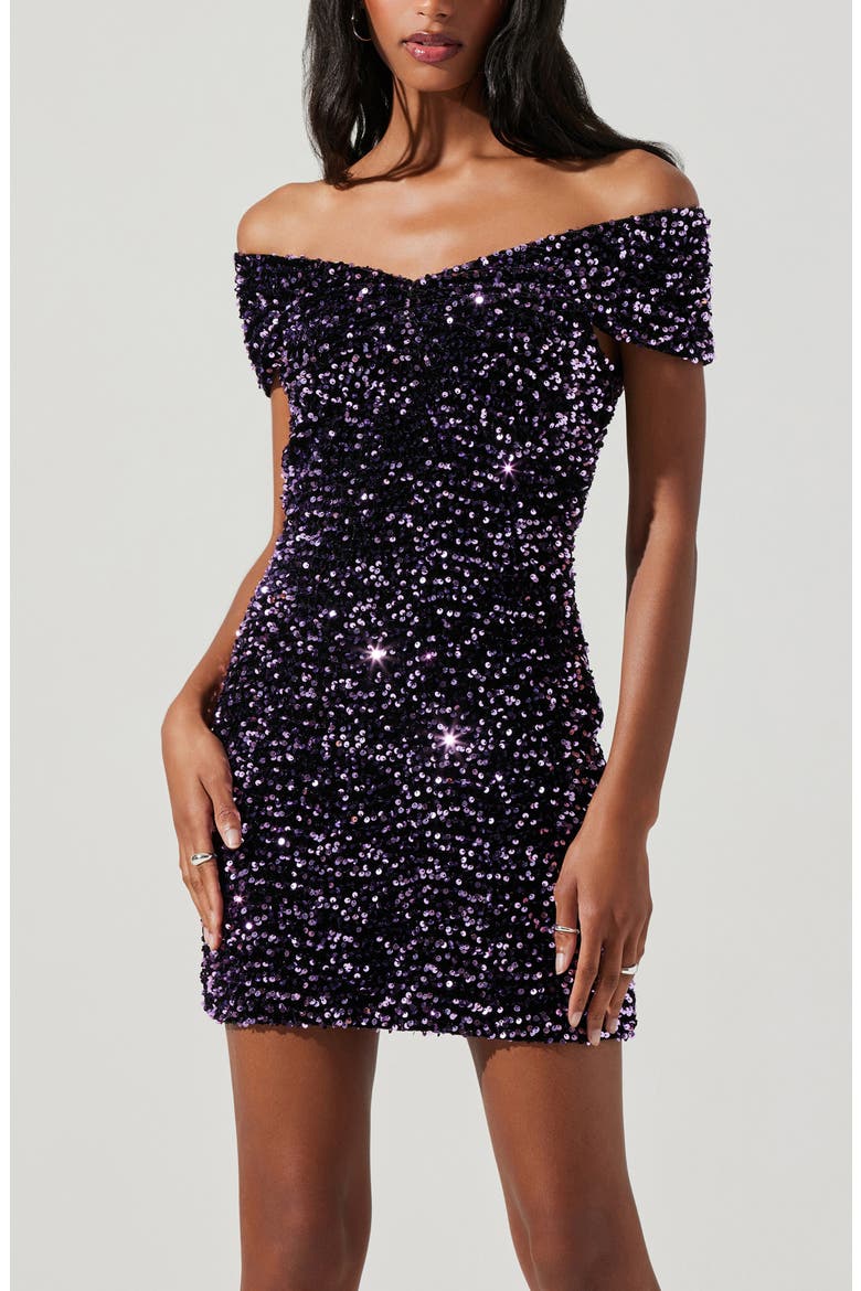 Victoria Off the Shoulder Body-Con Minidress, Alternate, color, PURPLE
