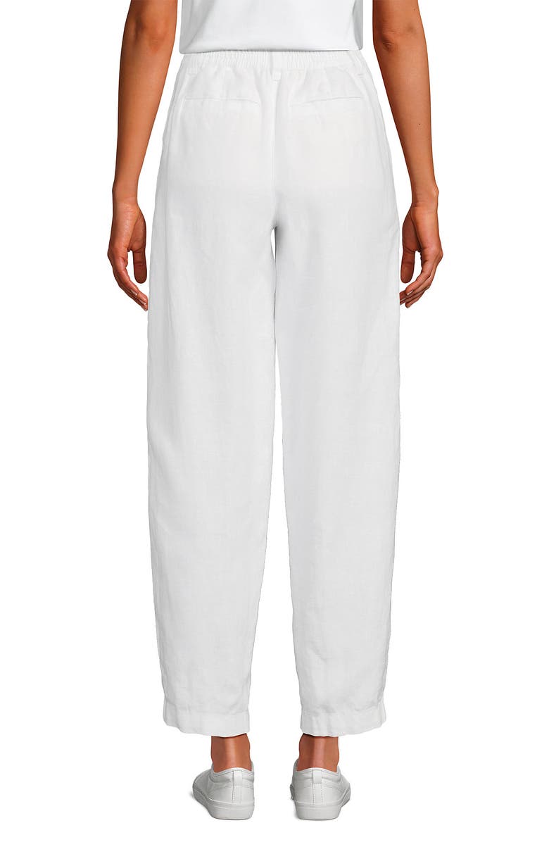 Lands' End Linen High Rise Pleated Barrel Leg Pants, Alternate, color, White