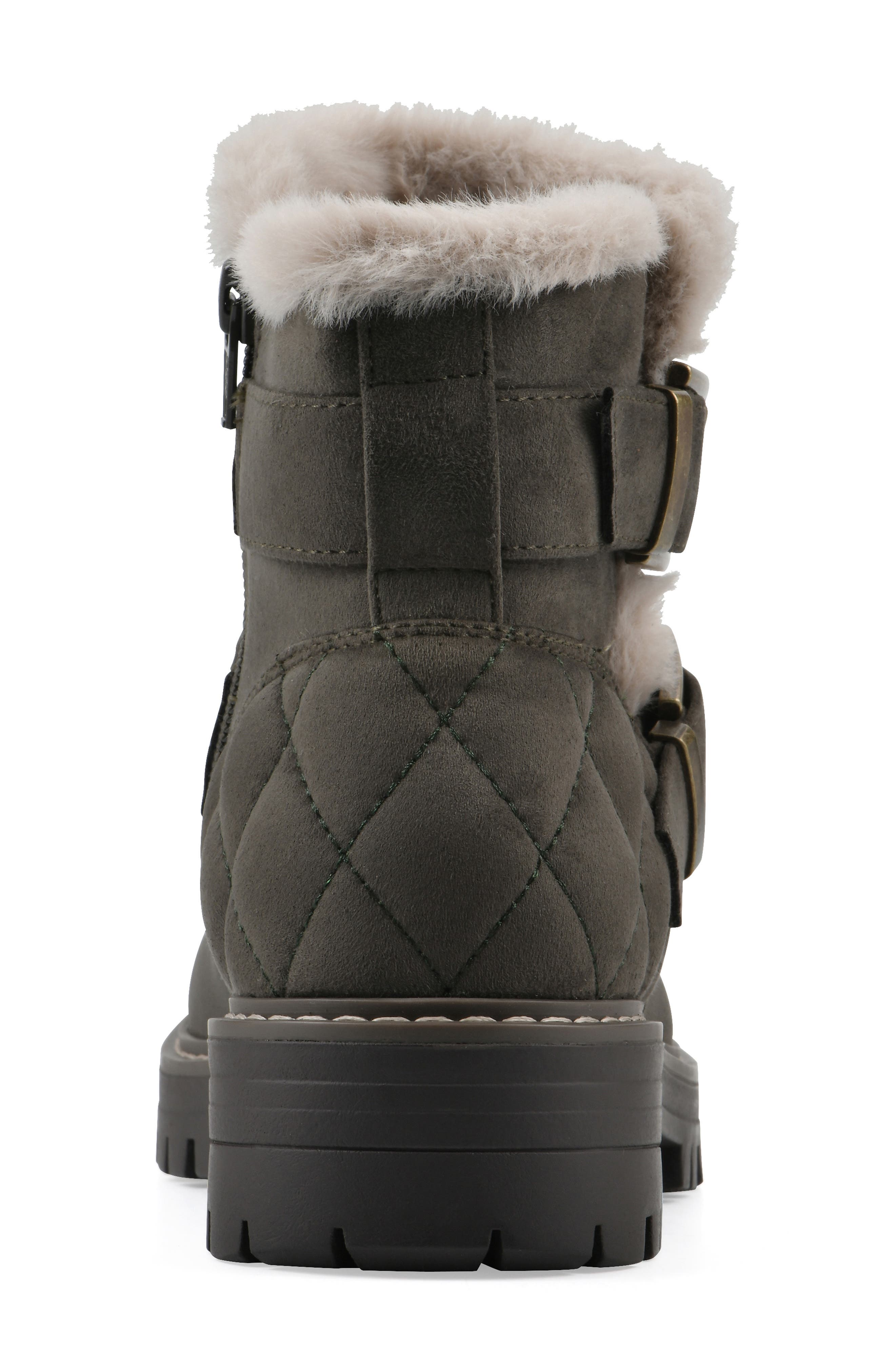 CLIFFS BY WHITE MOUNTAIN Marvin Faux Fur Lined Bootie, Alternate, color, Olive/ Fabric