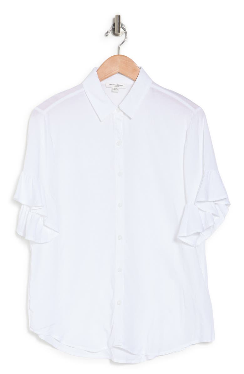 beachlunchlounge Nissa Ruffle Sleeve Button-Up Shirt, Alternate, color,