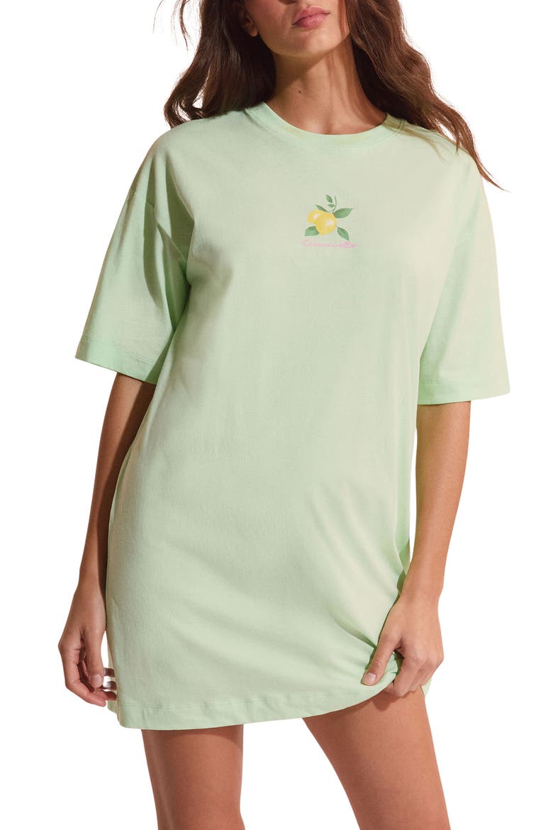 Club Soleil Lemon Graphic Cotton Sleep Shirt, Main, color, NILE BLUE