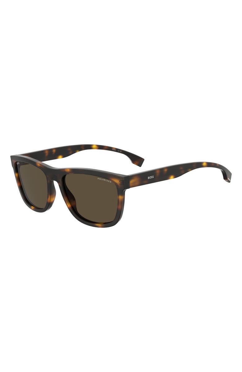 BOSS 58mm Polarized Square Sunglasses, Alternate, color, Havana 2