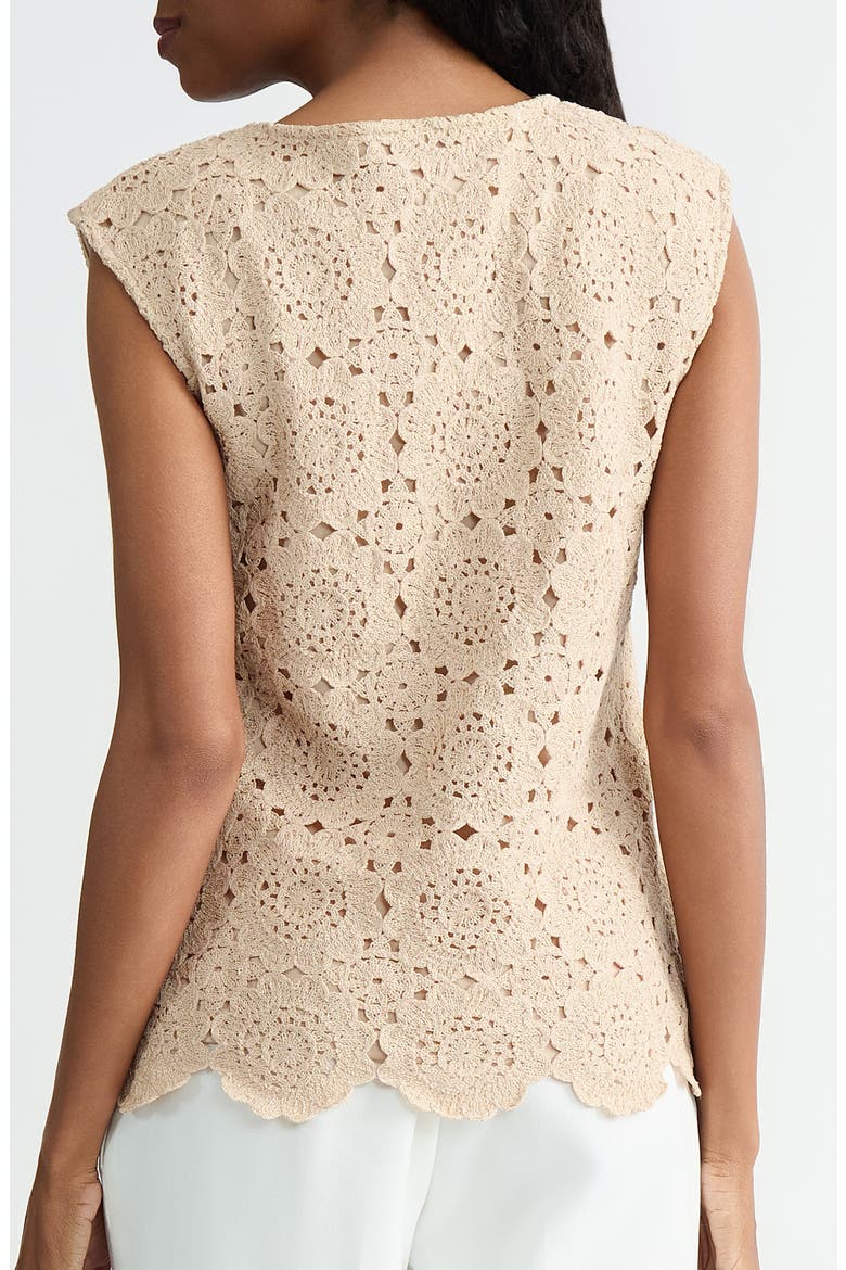 Extended Shoulder Crochet Top, Alternate, color, LIGHT WHEAT