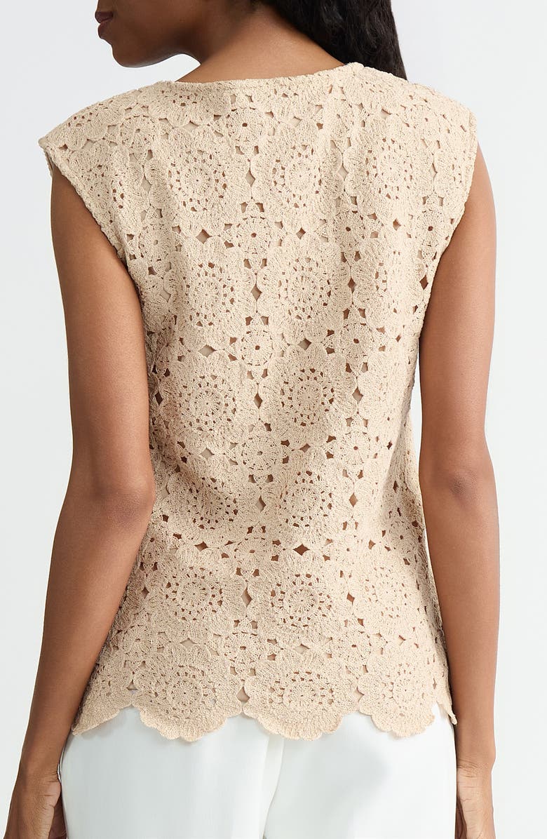 KASPER Extended Shoulder Crochet Top, Alternate, color, 