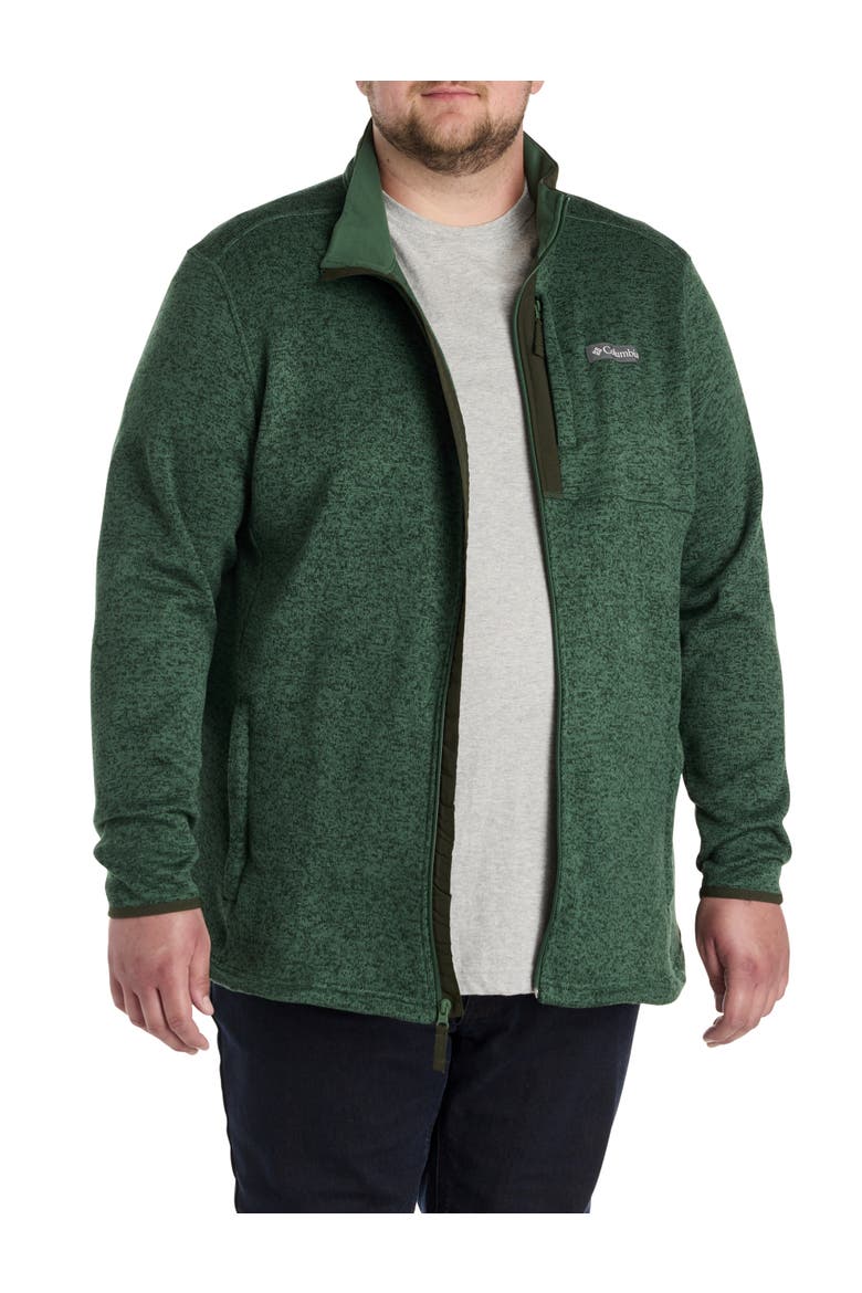 Big & Tall Sweater Weather Full-Zip Fleece Jacket, Main, color, RAINFOREST HEATHER
