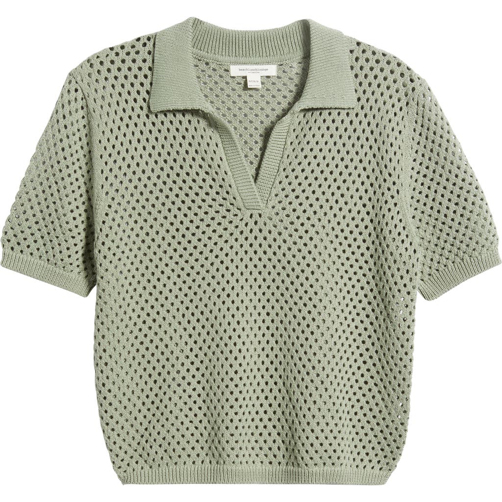 BEACHLUNCHLOUNGE BEACHLUNCHLOUNGE TAE SHORT SLEEVE OPEN KNIT POLO SWEATER