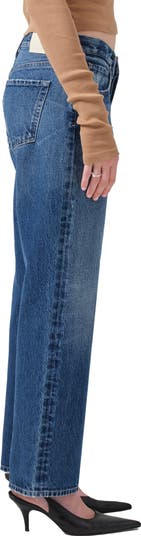 Neve Low Slung Relaxed Distressed Nonstretch Regenerative Cotton Jeans
