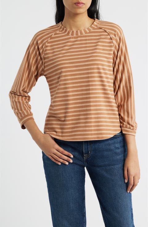 Stripe Three Quarter Sleeve Top