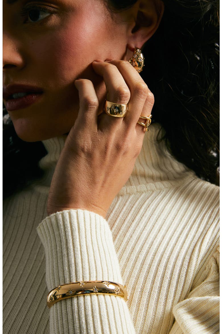 Celeste Crystal Star Band Ring, Alternate, color, GOLD