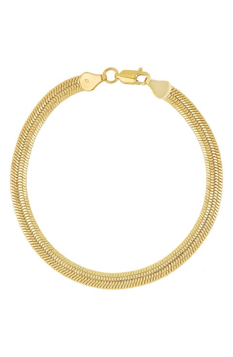 14K Gold Flat Chain Bracelet