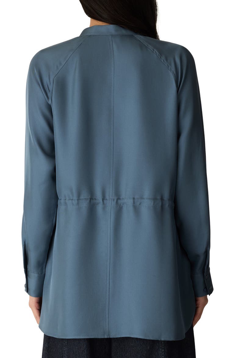 Silk Mandarin Collar Shirt with Tie, Alternate, color, COLD SPRING