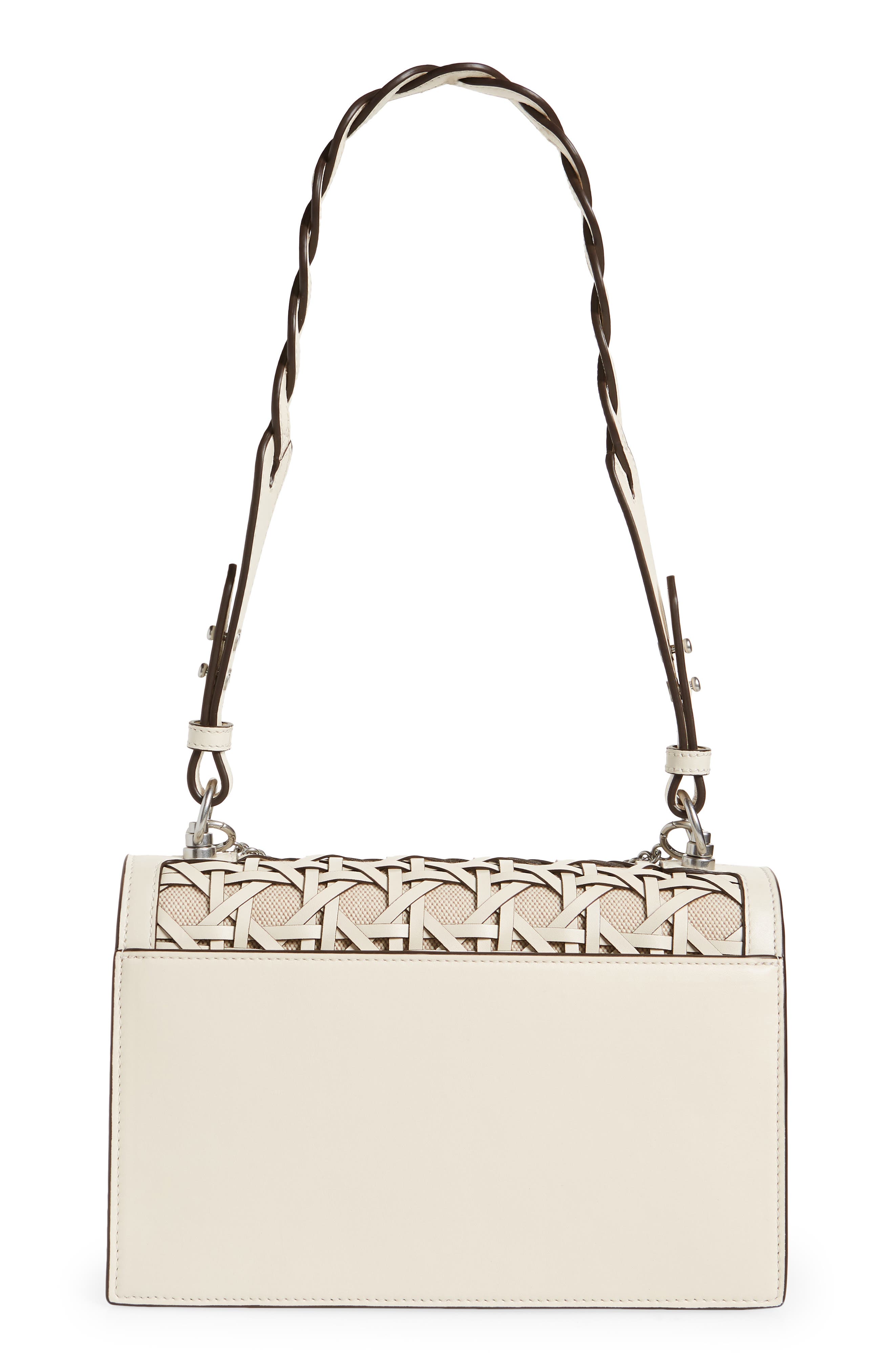 Tory Burch Miller Basket Weave Leather Shoulder Bag, Alternate, color, 