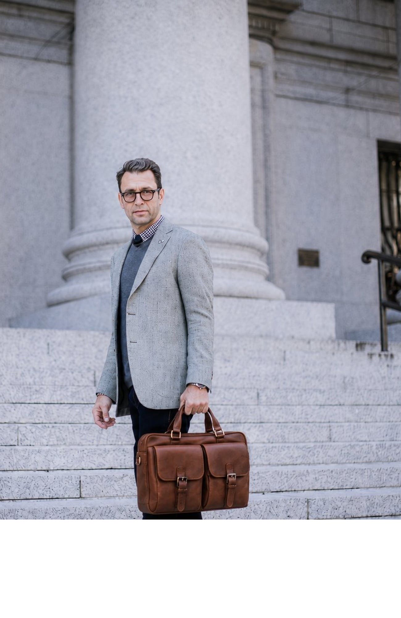 Barton Leather Briefcase, Alternate, color, Chocolate