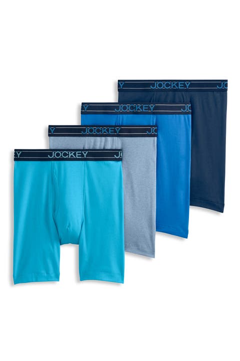 Men's Lightweight Cotton Blend 7" Long Leg Boxer Brief - 4 Pack