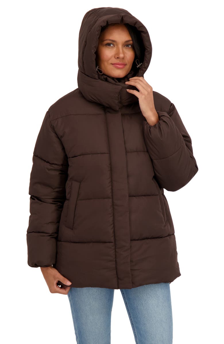 Sebby Water Resistant Puffer Jacket, Alternate, color, Brown