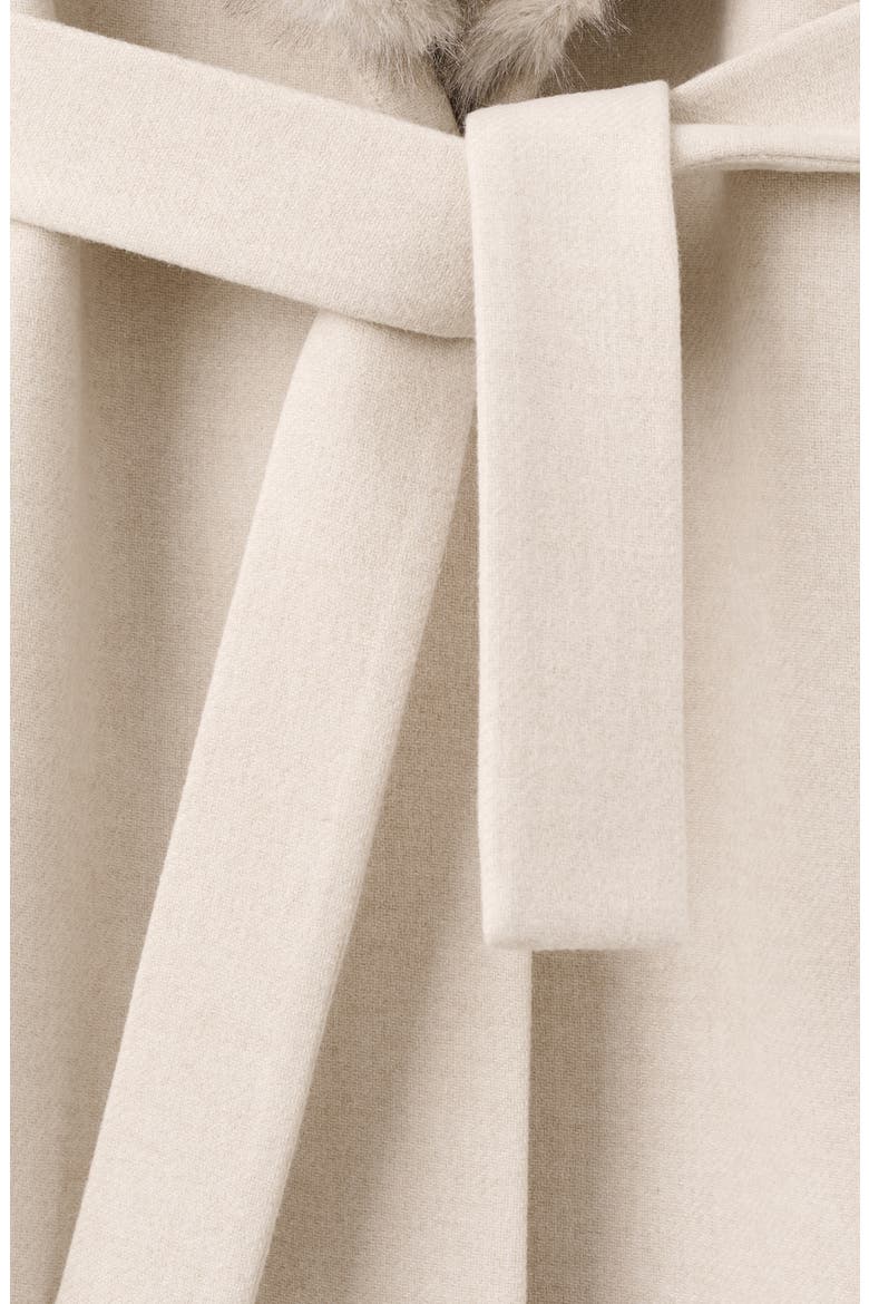 Manteco Longline Trench Coat with Removable Faux Fur Collar, Alternate, color, LIGHT IVORY/ PASTEL GREY