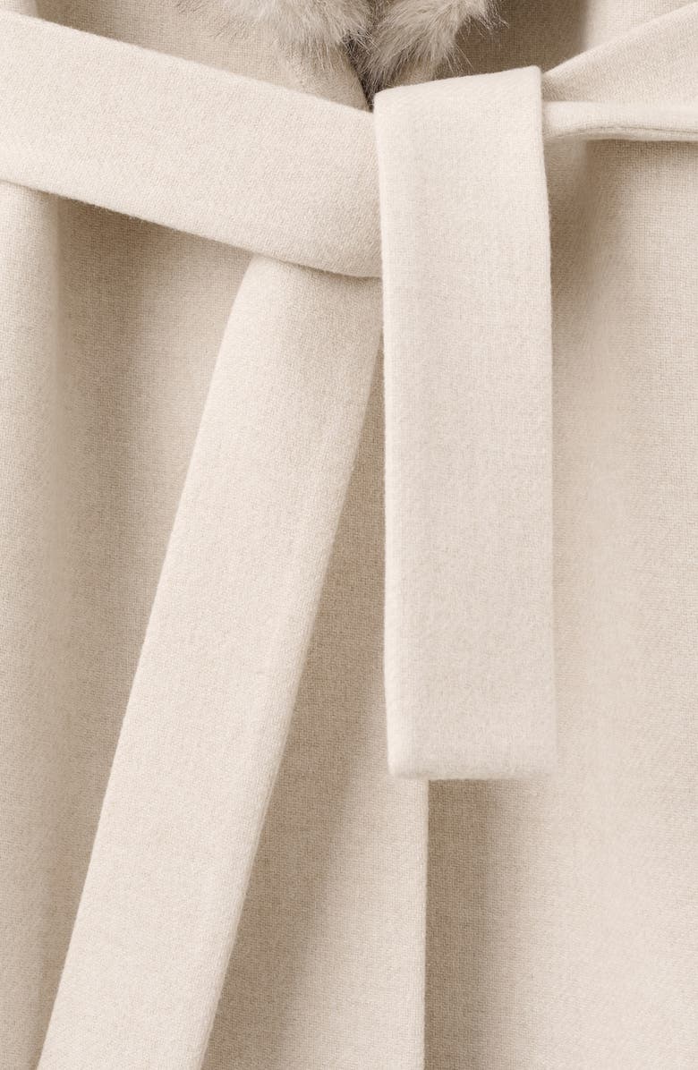 MANGO Manteco Longline Trench Coat with Removable Faux Fur Collar, Alternate, color, Light Ivory/ Pastel Grey