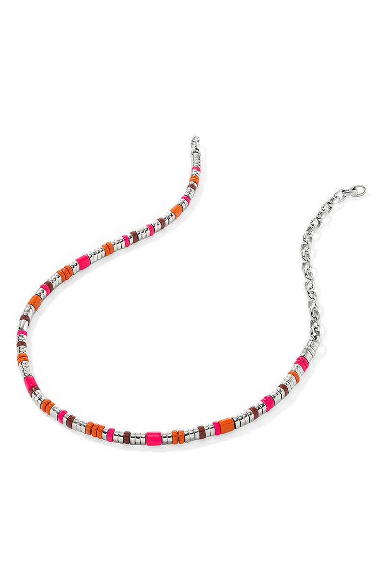 John Hardy Colorblock Silver 5mm Necklace with Red Jasper with Neon Pink Enamel & Orange Enamel, Alternate, color, Silver Pink