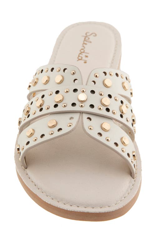 Splendid Samira Studded Slide Sandal In White Sand