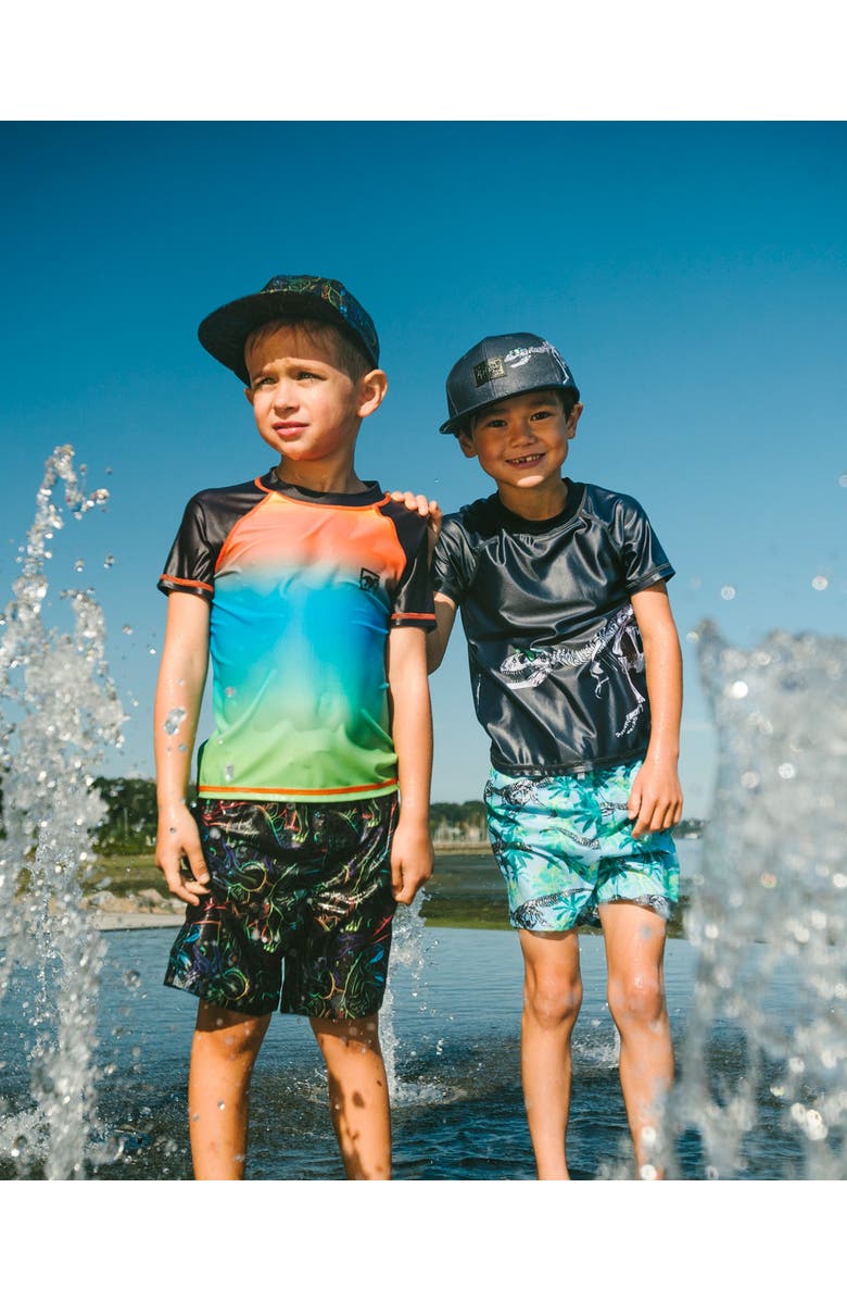 Deux par Deux Short Sleeve Gradient Rashguard, Alternate, color, Orange, Blue & Green Gradient