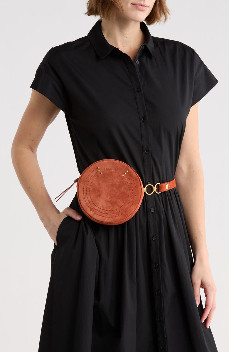 Longchamp Round Belt Bag, Alternate, color, Cognac