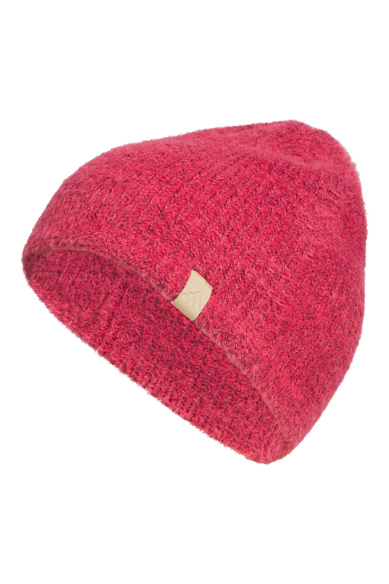 Fuzzy Knit Beanie, Main, color, POWER PINK/ MAROON/ BEIGE