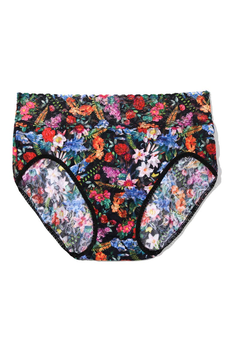 Print Signature Lace French Briefs, Alternate, color, HYPNOTIC BLACK